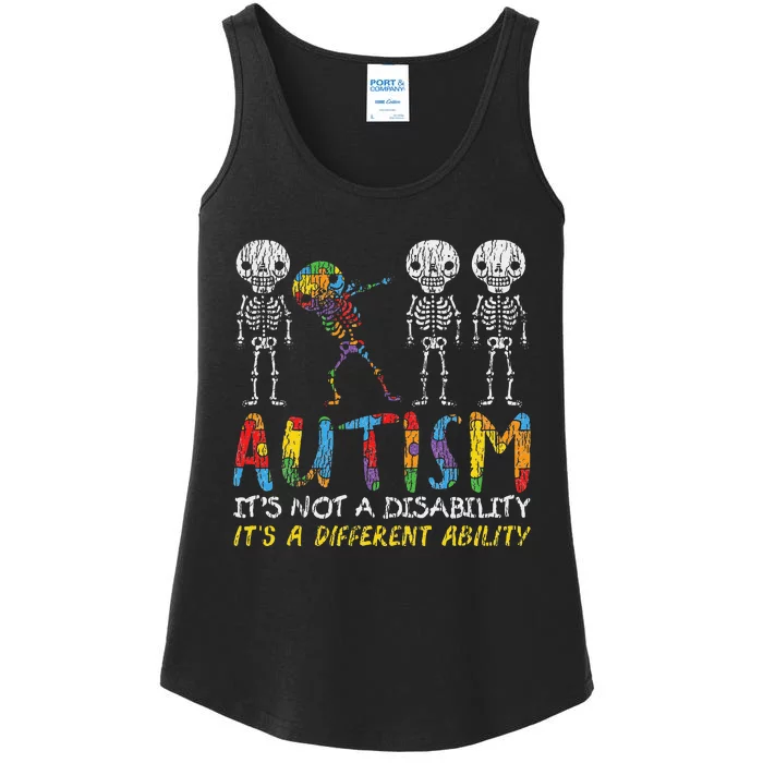 Autism Awerness Skeleton Dabbing Autistic Awareness Ladies Essential Tank