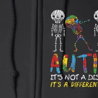 Autism Awerness Skeleton Dabbing Autistic Awareness Full Zip Hoodie