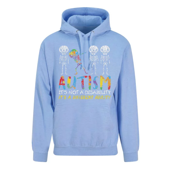 Autism Awerness Skeleton Dabbing Autistic Awareness Unisex Surf Hoodie