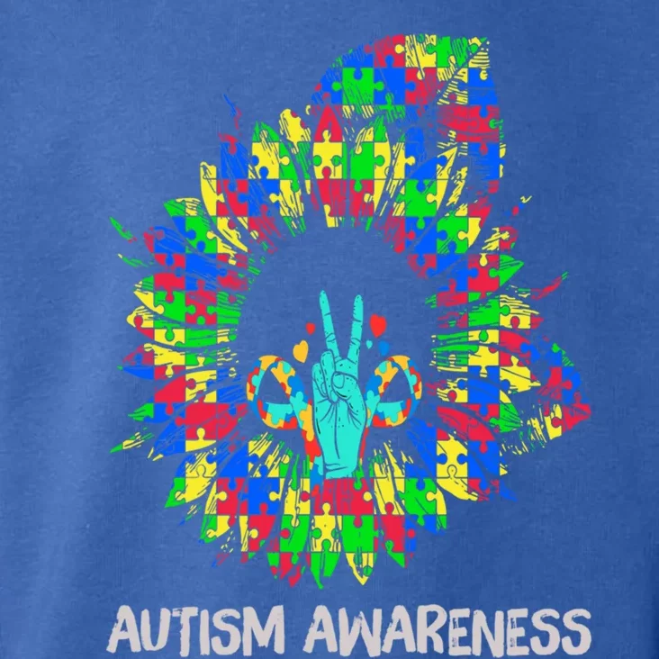 Autism Awareness Sunflower Puzzle Piece Ribbon Cool Gift Toddler Hoodie