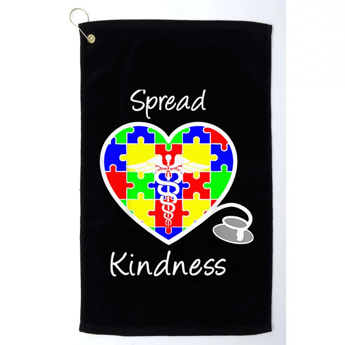 Autism Awareness Spread Kindness Nurse Heart Platinum Collection Golf Towel