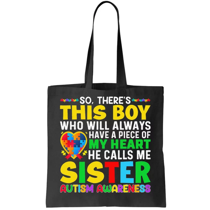 Autism Awareness Support Autistic Brother By Sister Tote Bag