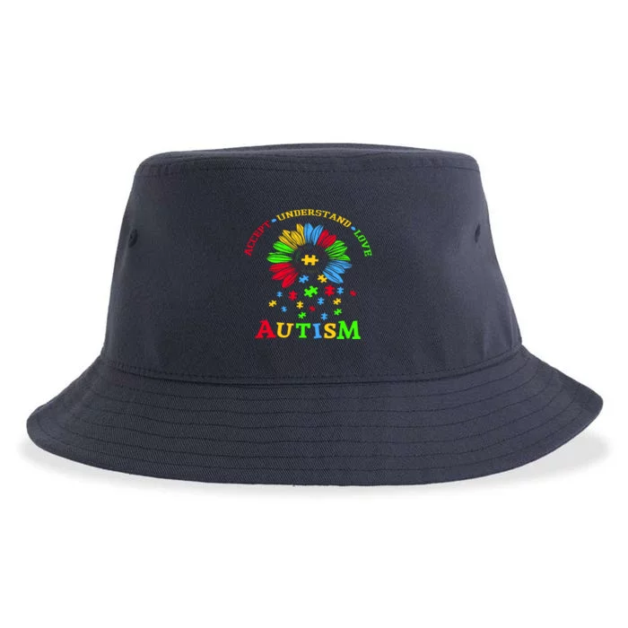 Autism Awareness Sunflower Puzzle Accept Understand Love Sustainable Bucket Hat