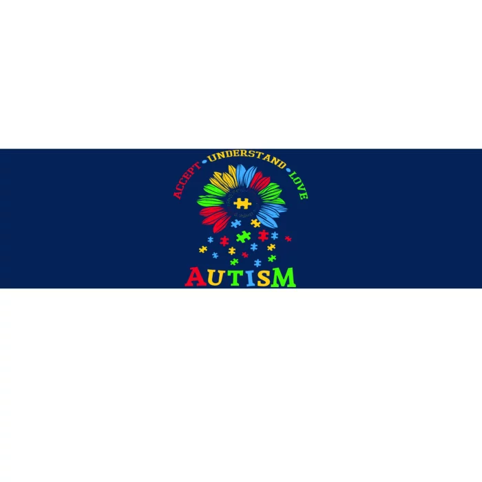 Autism Awareness Sunflower Puzzle Accept Understand Love Bumper Sticker