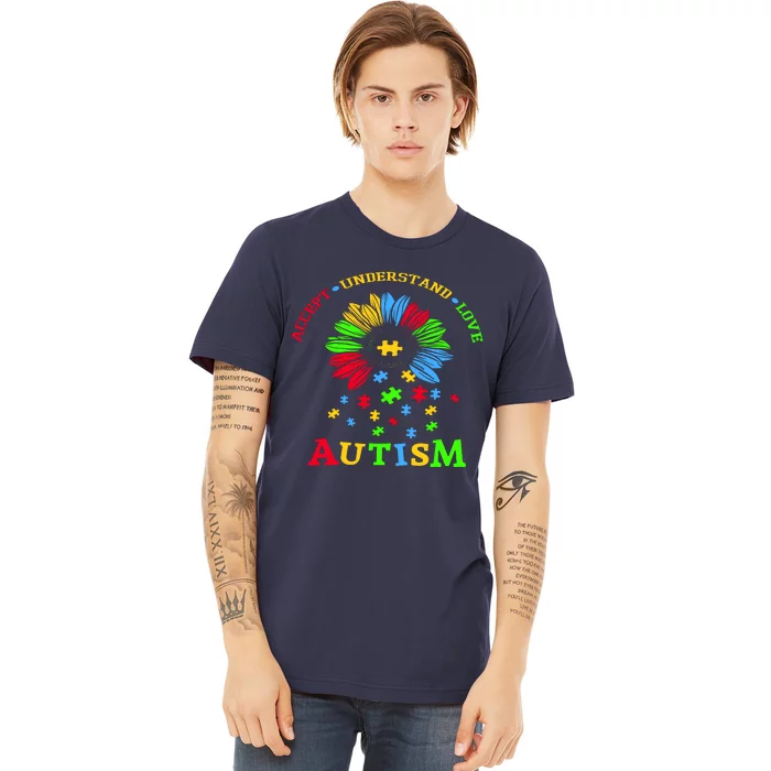 Autism Awareness Sunflower Puzzle Accept Understand Love Premium T-Shirt