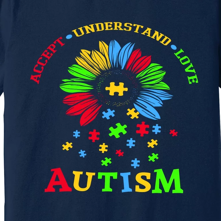 Autism Awareness Sunflower Puzzle Accept Understand Love Premium T-Shirt