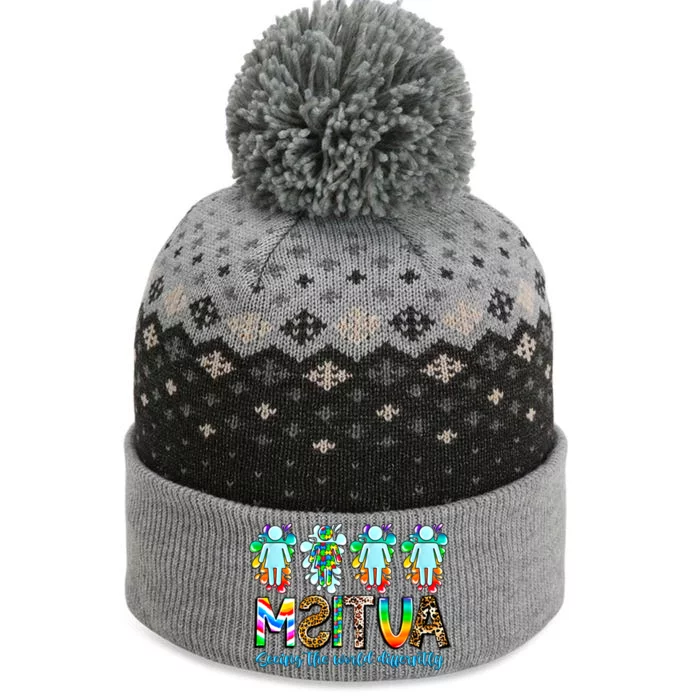 Autism Awareness Seeing The World Differently Gift The Baniff Cuffed Pom Beanie