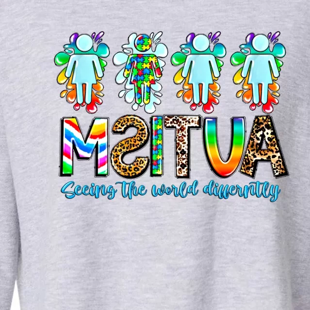 Autism Awareness Seeing The World Differently Gift Cropped Pullover Crew