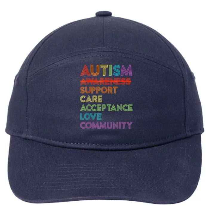 Autism Awareness Support Care Acceptance Ally  wo Gift 7-Panel Snapback Hat