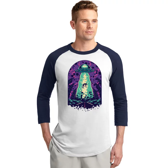 Alien Abduction Space Baseball Sleeve Shirt