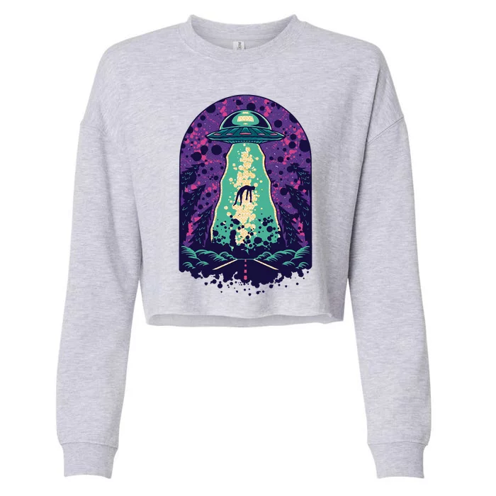 Alien Abduction Space Cropped Pullover Crew