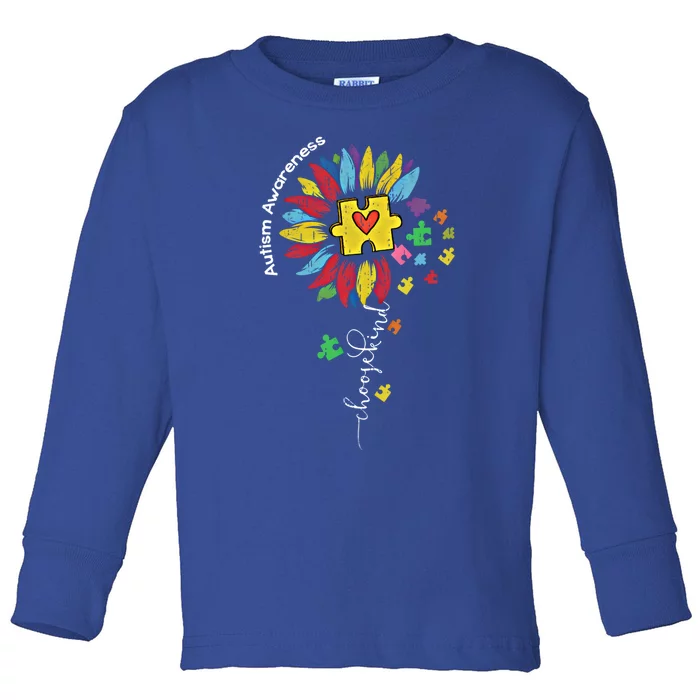 Autism Awareness Sunflower Choose Kind Autistic Mom Gift Toddler Long Sleeve Shirt