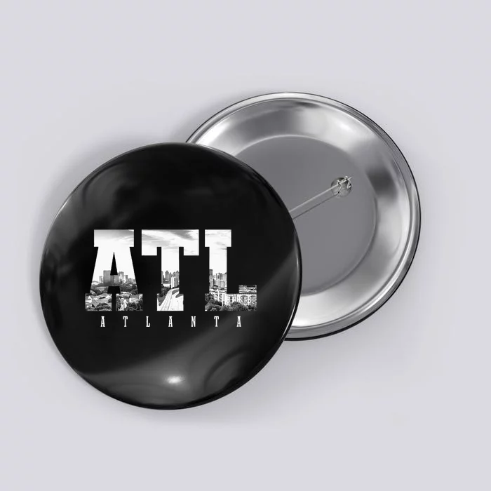 Atl Atlanta Skyline Pride Black & White Vintage Georgia Button