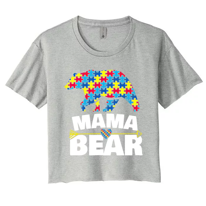 Autism Awareness S Aspergers Mama Bear Mom Gift Cool Gift Women's Crop Top Tee