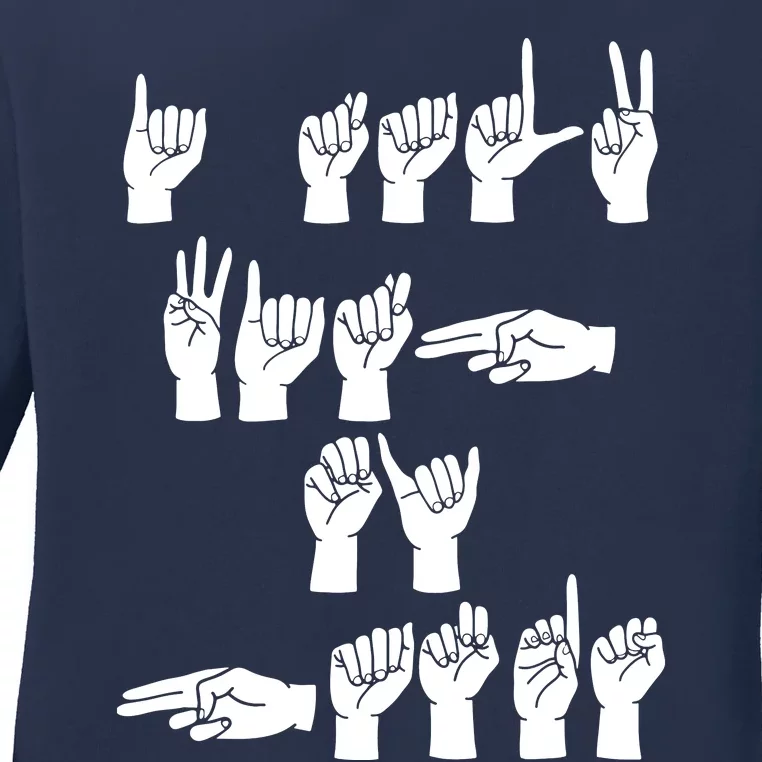 ASL American Sign Language Finger Spell I Talk With My Hands Ladies Long Sleeve Shirt