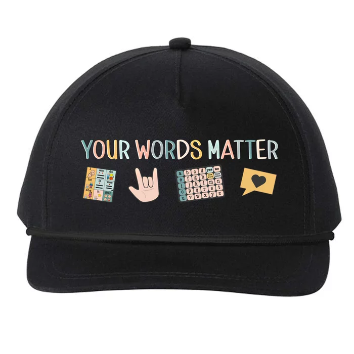 Aac Asl Speech Therapy Pathology Slp Aba Rbt Sign Language Cute Gift Snapback Five-Panel Rope Hat