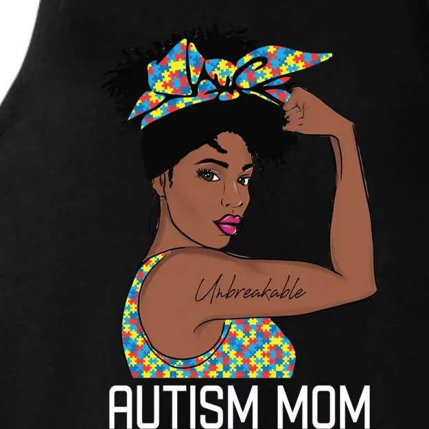 Autism Awareness Strong Mom Afro Mother Black Meaningful Gift Ladies Tri-Blend Wicking Tank