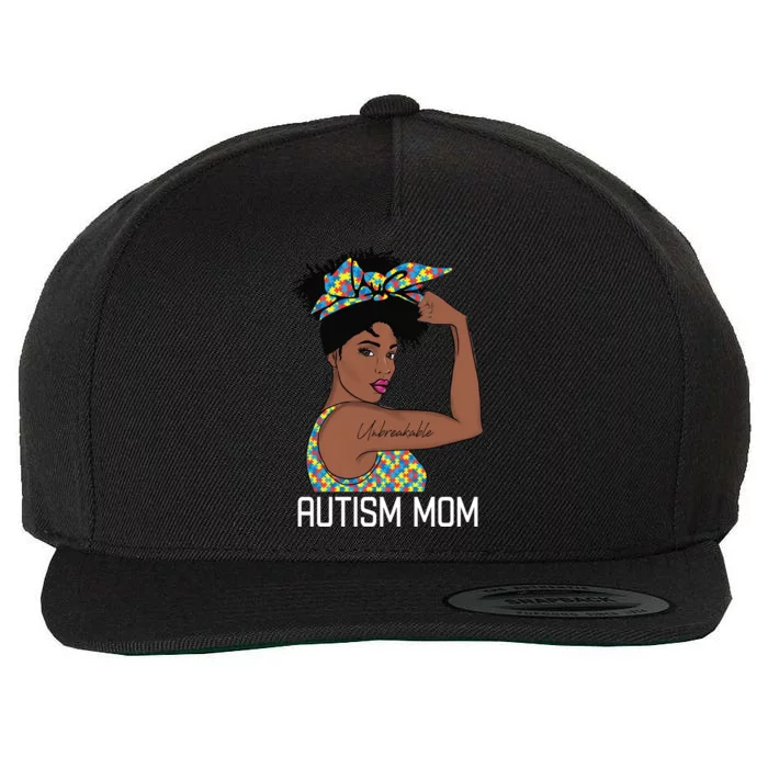 Autism Awareness Strong Mom Afro Mother Black Meaningful Gift Wool Snapback Cap