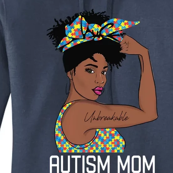 Autism Awareness Strong Mom Afro Mother Black Meaningful Gift Women's Pullover Hoodie