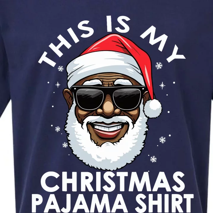 African American Santa Claus Christmas Pajamawo Sueded Cloud Jersey T-Shirt