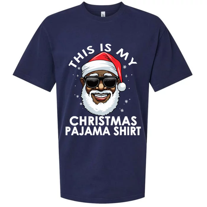 African American Santa Claus Christmas Pajamawo Sueded Cloud Jersey T-Shirt