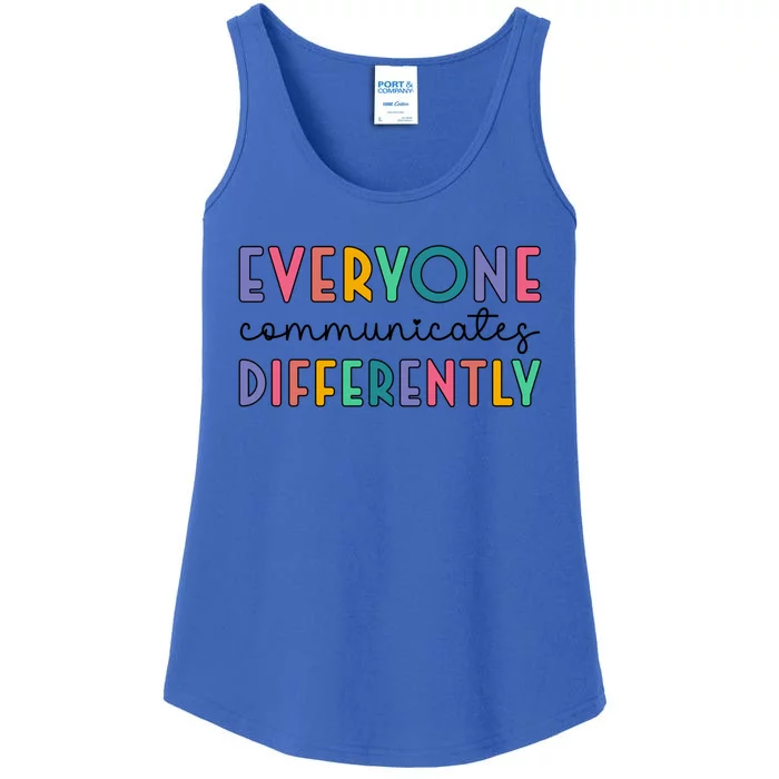 Autism Awareness Support Everyone Communicates Differently Gift Ladies Essential Tank