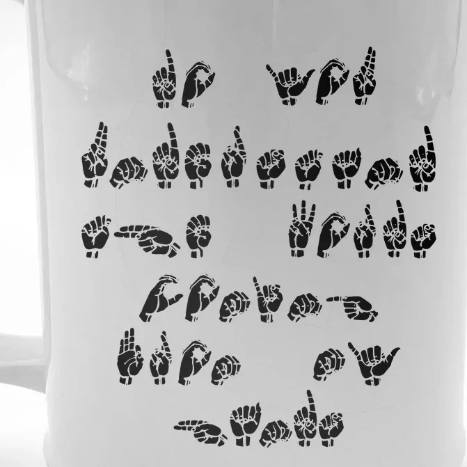 ASL American Sign Language T Front & Back Beer Stein