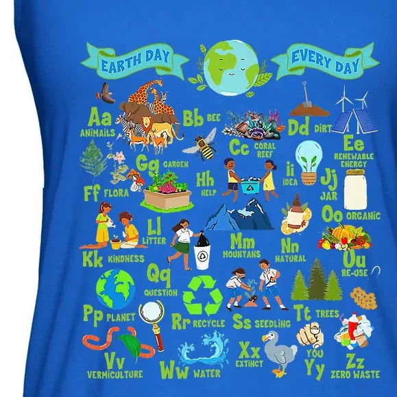 Alphabet ABCs Save Planet Earth Day Teacher Ladies Essential Flowy Tank