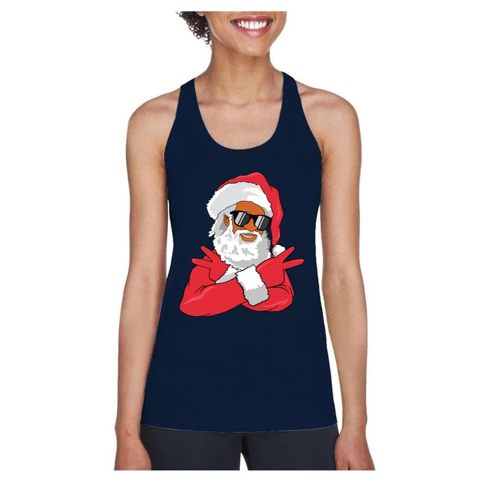 African American Santa Claus Christmas Decor Women's Racerback Tank