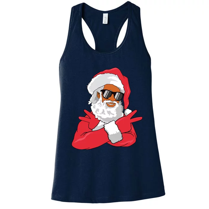 African American Santa Claus Christmas Decor Women's Racerback Tank