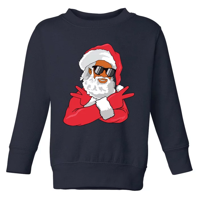 African American Santa Claus Christmas Decor Toddler Sweatshirt