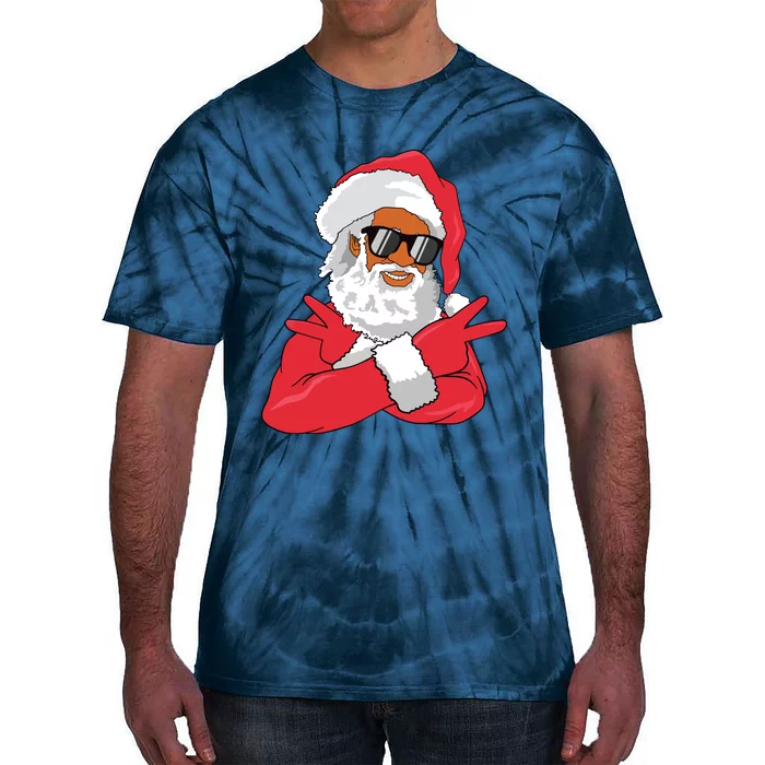 African American Santa Claus Christmas Decor Tie-Dye T-Shirt