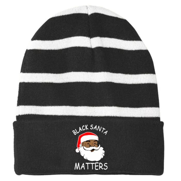 African American Santa Black Matters Christmas Pajama Family Striped Beanie with Solid Band