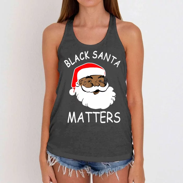 African American Santa Black Matters Christmas Pajama Family Women's Knotted Racerback Tank