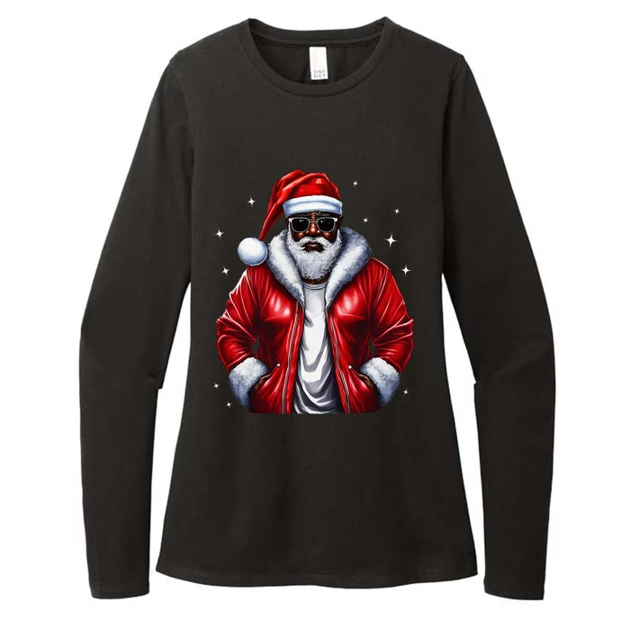 African American Santa Christmas Pajama Cool Black Xmas Womens CVC Long Sleeve Shirt