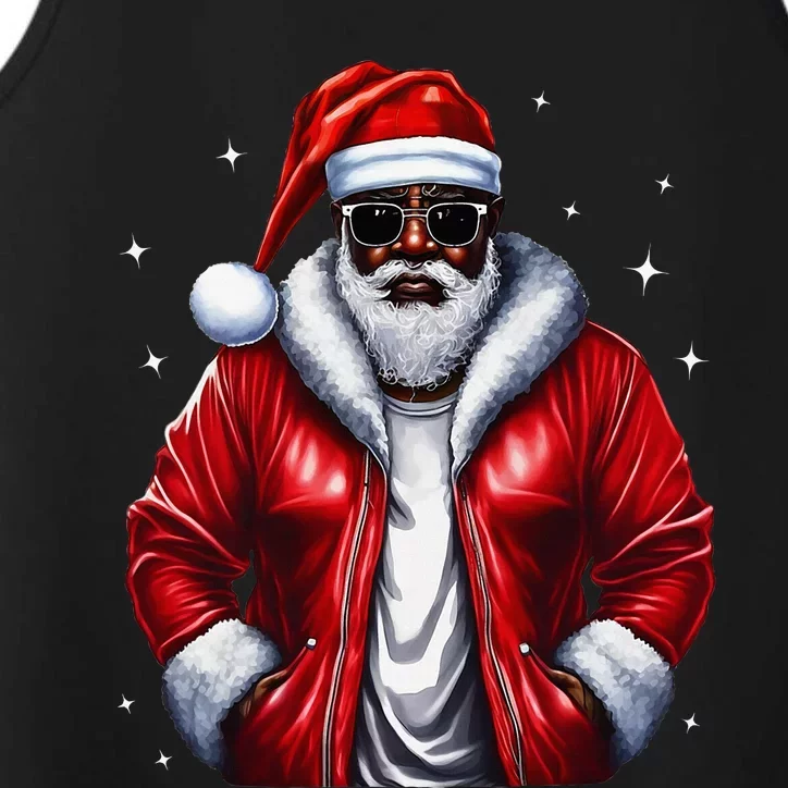 African American Santa Christmas Pajama Cool Black Xmas Performance Tank