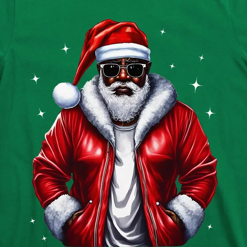 African American Santa Christmas Pajama Cool Black Xmas T-Shirt