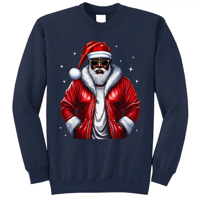 African American Santa Christmas Pajama Cool Black Xmas Tall Sweatshirt