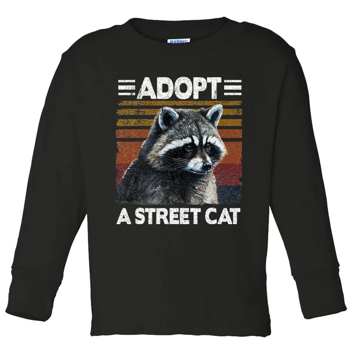 Adopt A S.T.R.E.E.T Cat Watercolor Raccoon Toddler Long Sleeve Shirt