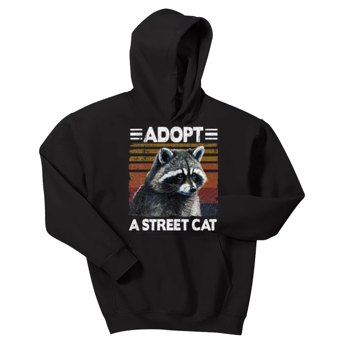 Adopt A S.T.R.E.E.T Cat Watercolor Raccoon Kids Hoodie