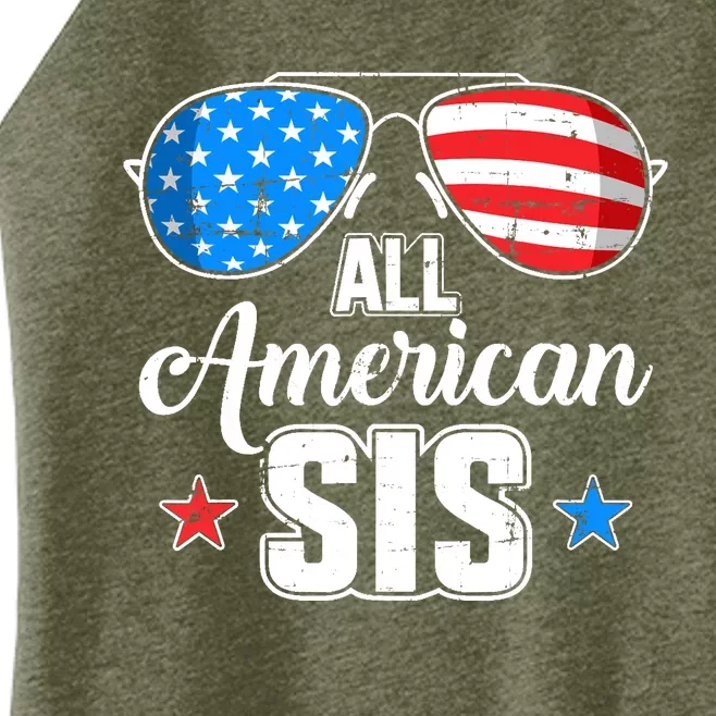 All american sis US flag for matching sister 4th of July Women’s Perfect Tri Rocker Tank