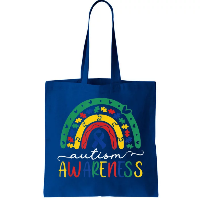 Autism Awareness Shirt Puzzle Pieces Rainbow Gifts for Mom Tote Bag