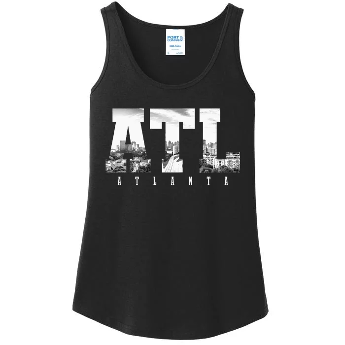 ATL Atlanta Skyline Pride Black & White Vintage Georgia Ladies Essential Tank