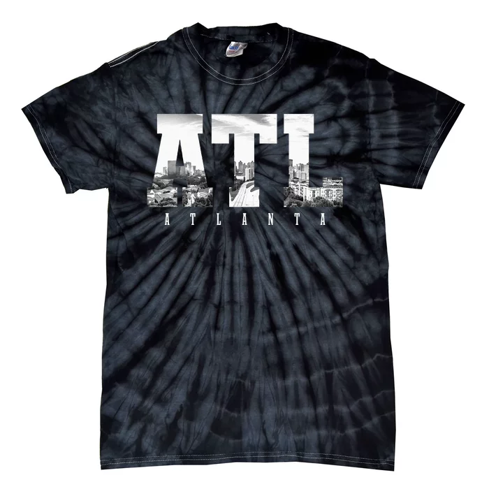 ATL Atlanta Skyline Pride Black & White Vintage Georgia Tie-Dye T-Shirt