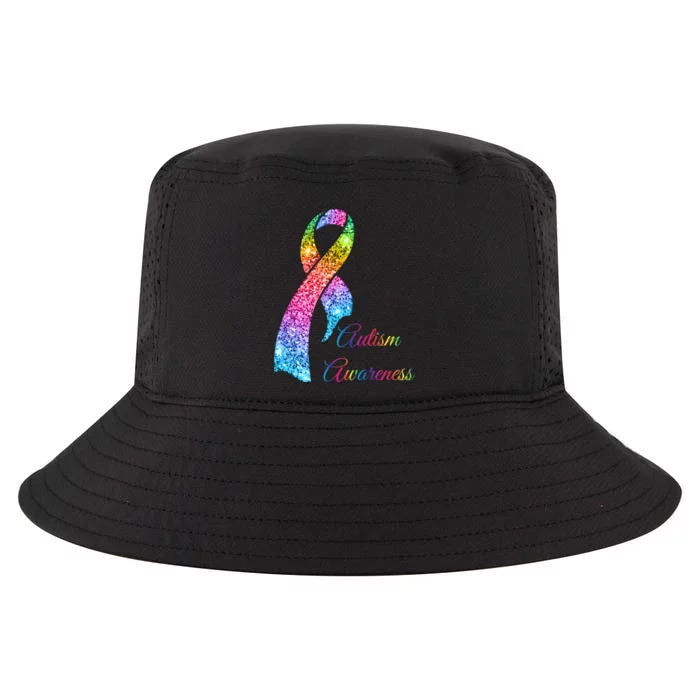 Autism Awareness Sparkle Glitter Ribbon Cool Comfort Performance Bucket Hat