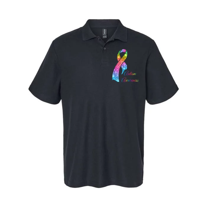 Autism Awareness Sparkle Glitter Ribbon Softstyle Adult Sport Polo