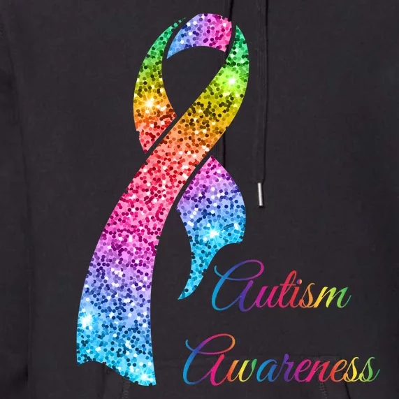 Autism Awareness Sparkle Glitter Ribbon Premium Hoodie