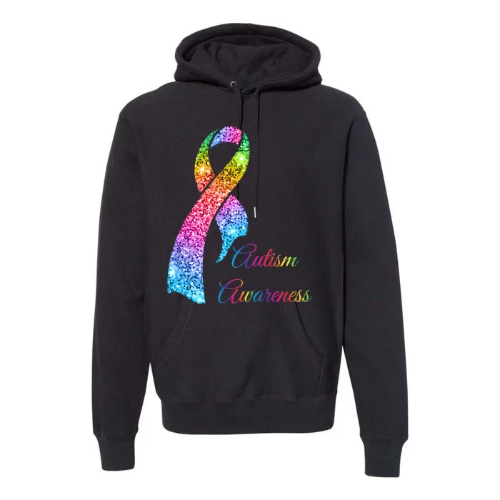 Autism Awareness Sparkle Glitter Ribbon Premium Hoodie