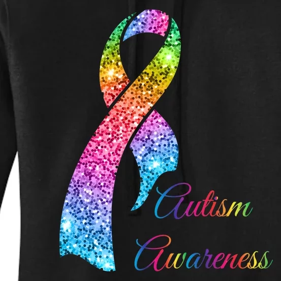 Autism Awareness Sparkle Glitter Ribbon Women's Pullover Hoodie