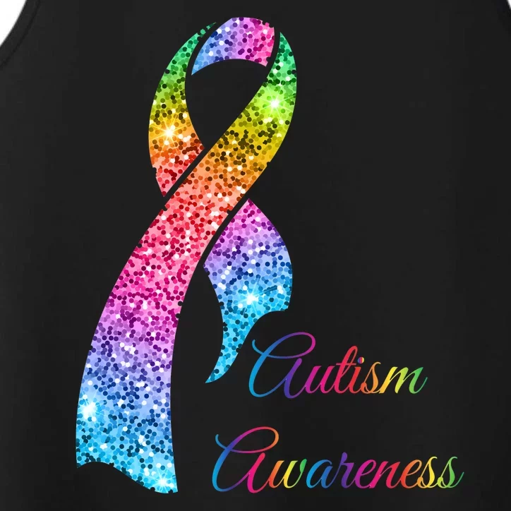 Autism Awareness Sparkle Glitter Ribbon Performance Tank